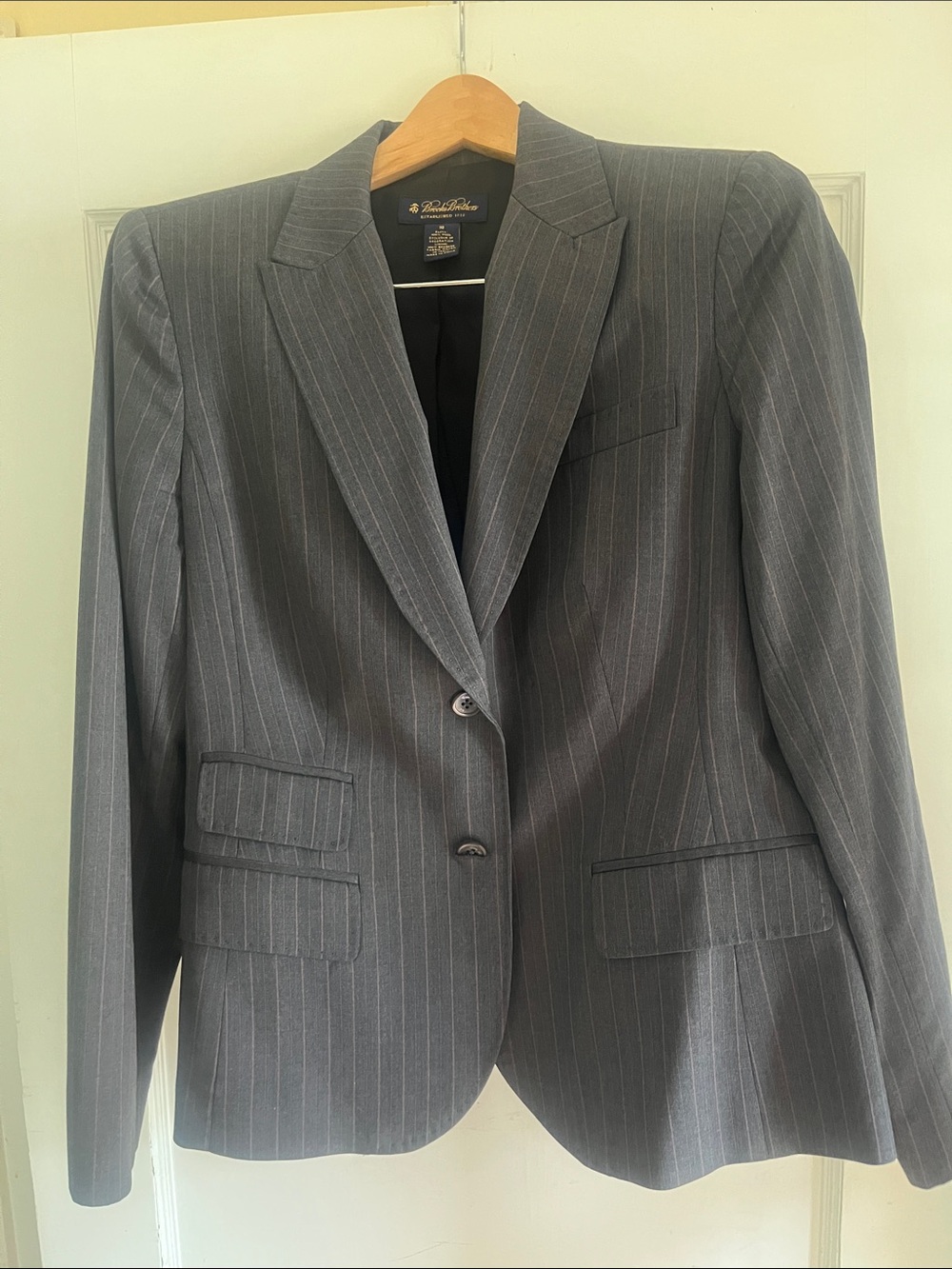 Brooks Brothers Charcoal and Pink Pinstripe Women's Blazer
